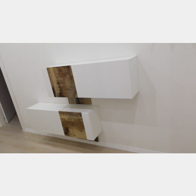 ACQUISTA ANCHE TU Scarpiera doppia finitura Bianco Lucido e Pero, design orizzontale e moderno