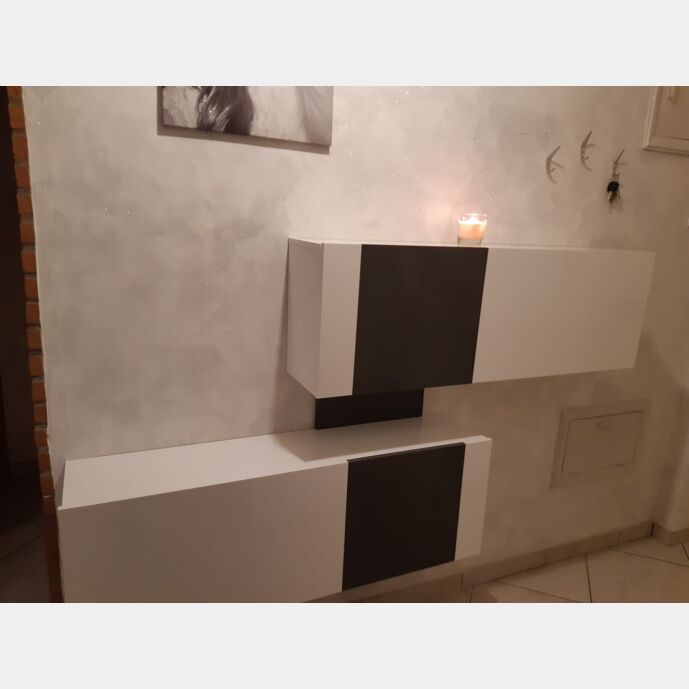 ACQUISTA ANCHE TU Scarpiera doppia, finitura Bianco Lucido e Ardesia