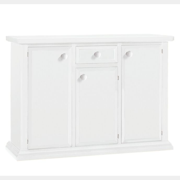 Credenza in legno, bianco opaco, arte povera - cm 120x86