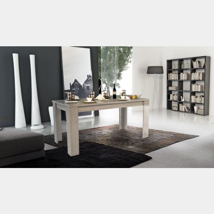 Tavolo moderno completo di allunga, larice grigio
