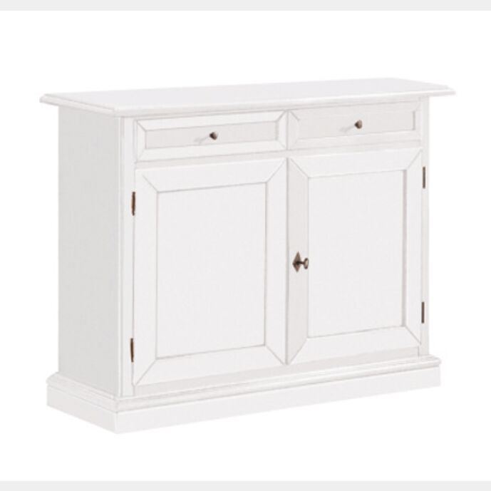 Credenza in legno bianco opaco, stile arte povera - cm 105x85