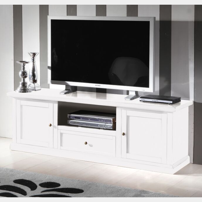 Porta TV in legno finitura bianco opaco - cm 160X55