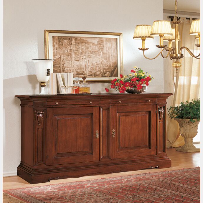 Credenzone in legno finitura noce arte povera, con 2 porte 213x109