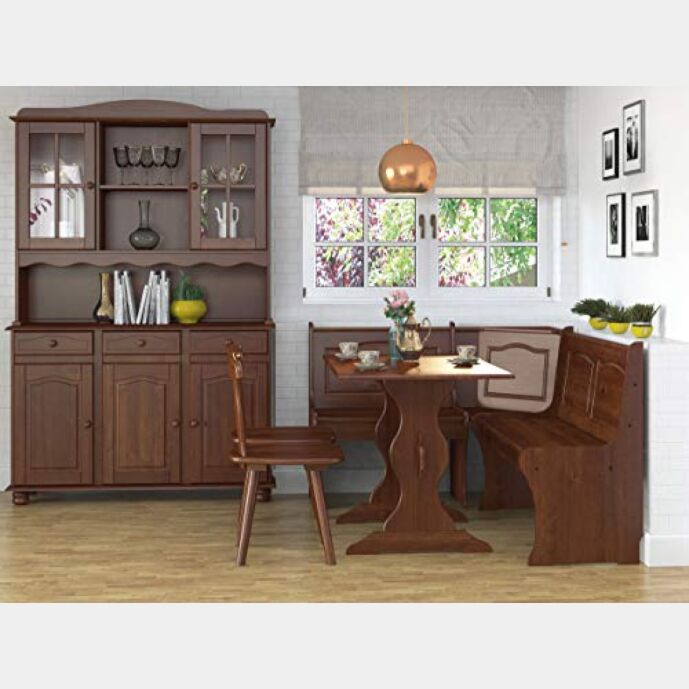 Set Giropanca classico in massello, verniciato mocca