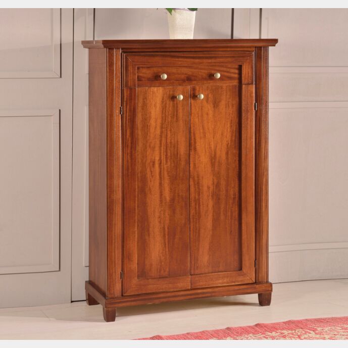 Scarpiera classica in legno colore noce arte povera