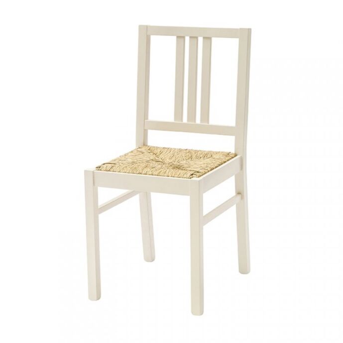 Sedia colore avorio con fondino in paglia