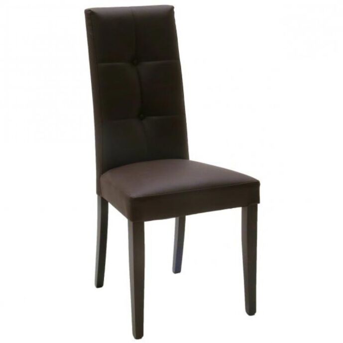 Sedia in ecopelle Marrone con bottoni