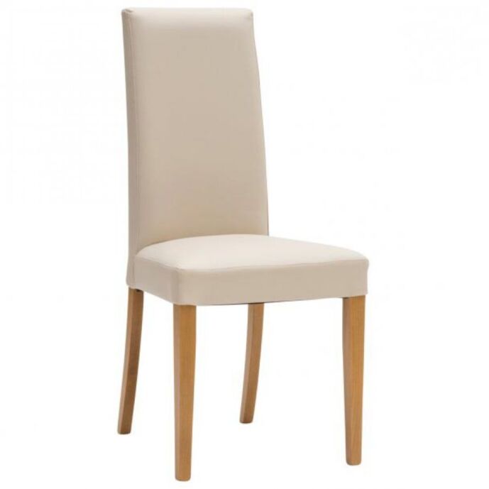 Sedia ecopelle Beige, con fusto Rovere