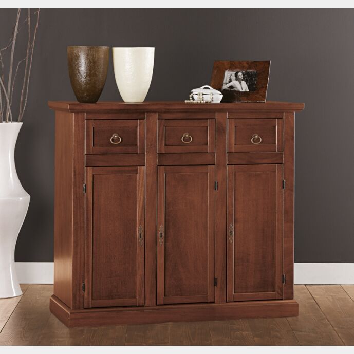 Credenza in legno massello, noce, arte povera - cm 100x88