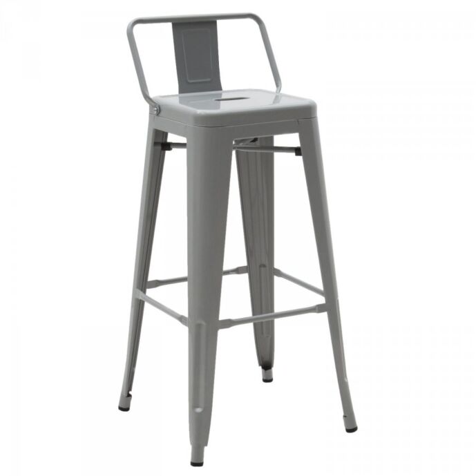 Sgabello stile Industry, in lamiera colore argento