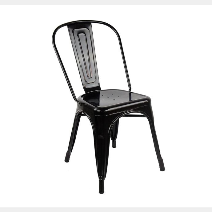 Sedia Stile Industry, struttura in metallo etnica colore Nero