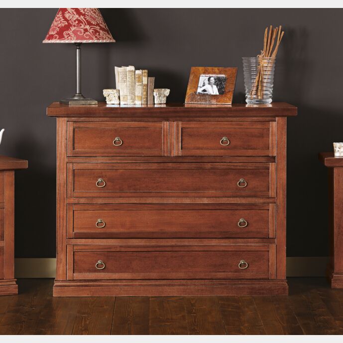 Comò a 5 cassetti, finitura Noce arte povera