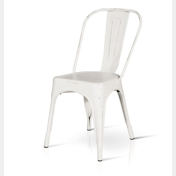 Sedia Stile Industry, struttura in metallo etnica colore Bianco