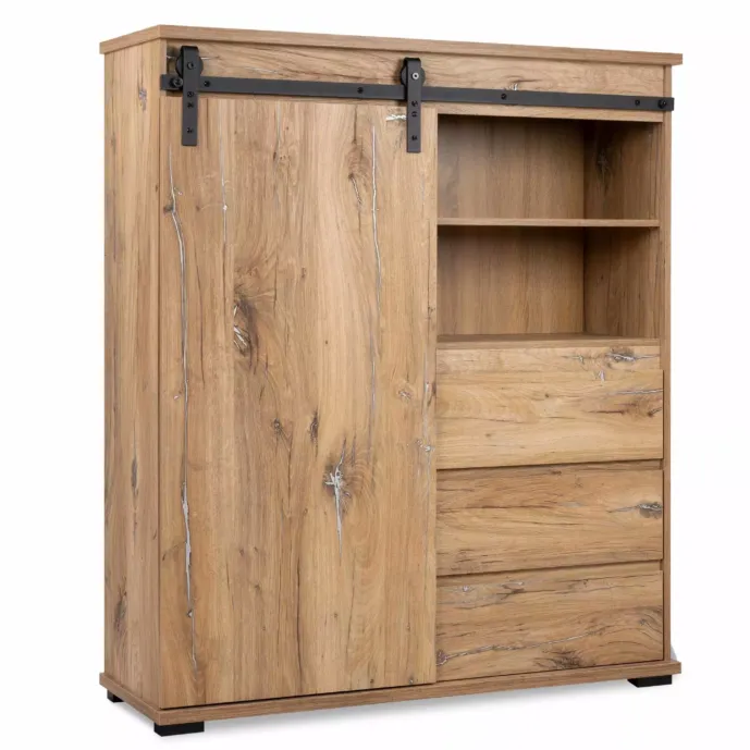 Madia alta Tromso con 1 anta e 3 cassetti