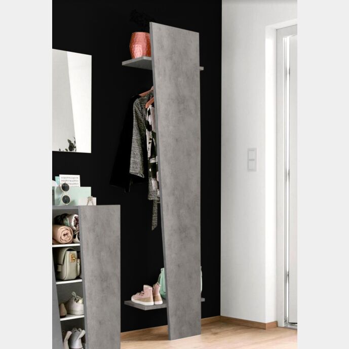 Appendiabiti di design, beton con tubo appendiabiti e due mensole