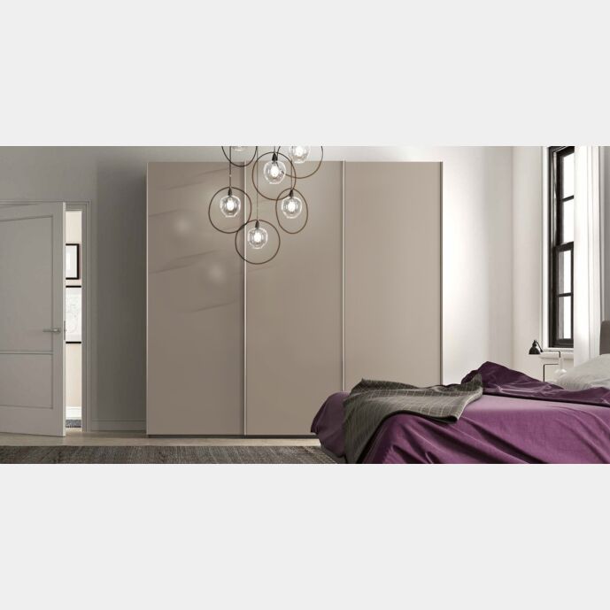 Armadio moderno a 3 ante scorrevoli in finitura Visone