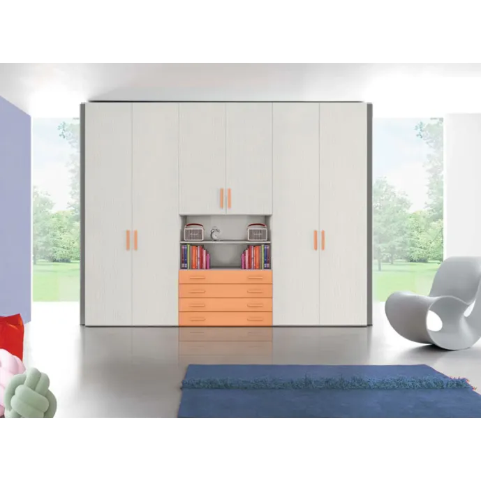 armadio bianco frassino e arancio