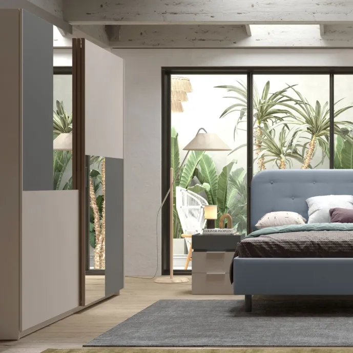 Armadio scorrevole in finitura Cashmere e Antracite Zenzero Shop