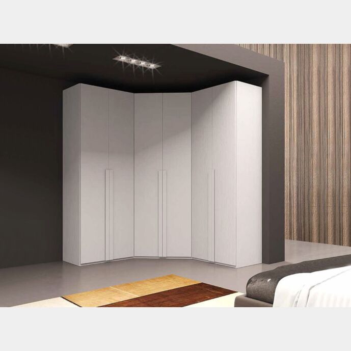 Armadio ad angolo Gufo con 6 ante battenti in finitura Larice bianco Zenzero Shop