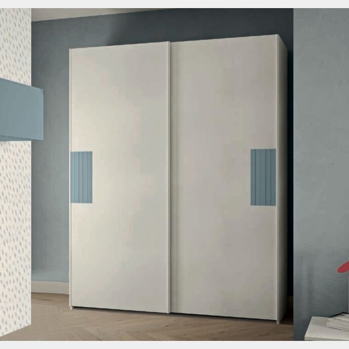 Armadio cameretta scorrevole 2 ante, finitura Cemento artico e Cadaques