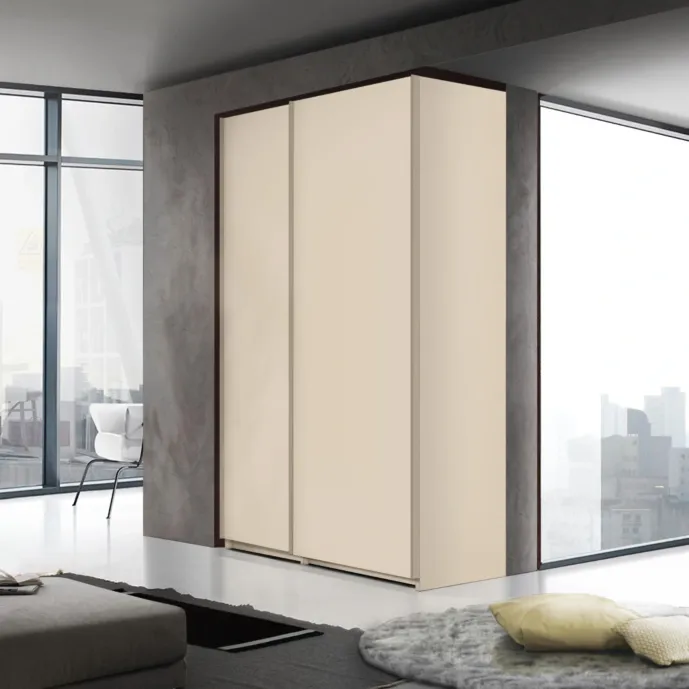 Armadio scorrevole 2 ante, L.163, Laccato opaco Cotone