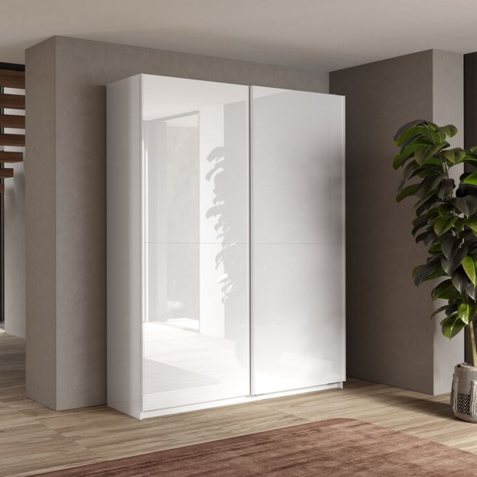 Armadio L.180 Bianco lucido, 2 ante scorrevoli Zenzero Shop