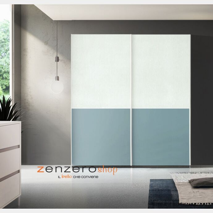 Armadio con 2 ante scorrevoli in finitura Cadaques e Rovere bianco