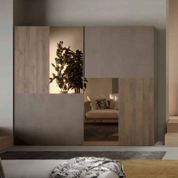 Armadio scorrevole Bronzo e Mercure con specchi bronzati Zenzero Shop