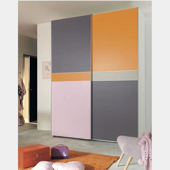Armadio camerette Moretti Compact a 2 ante, Mora, Cipria e Mandarino laccato