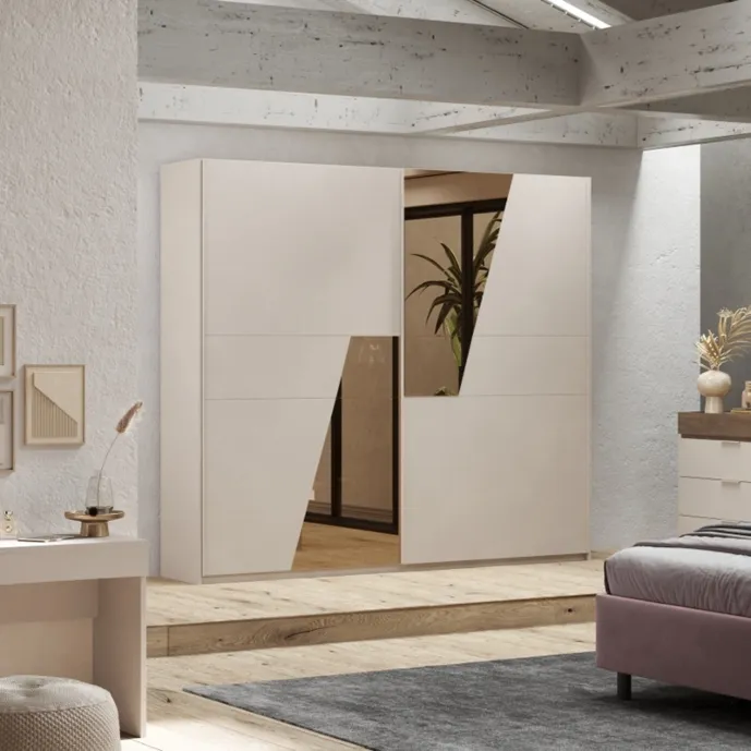 Armadio scorrevole Cashmere con specchi bronzo Zenzero Shop