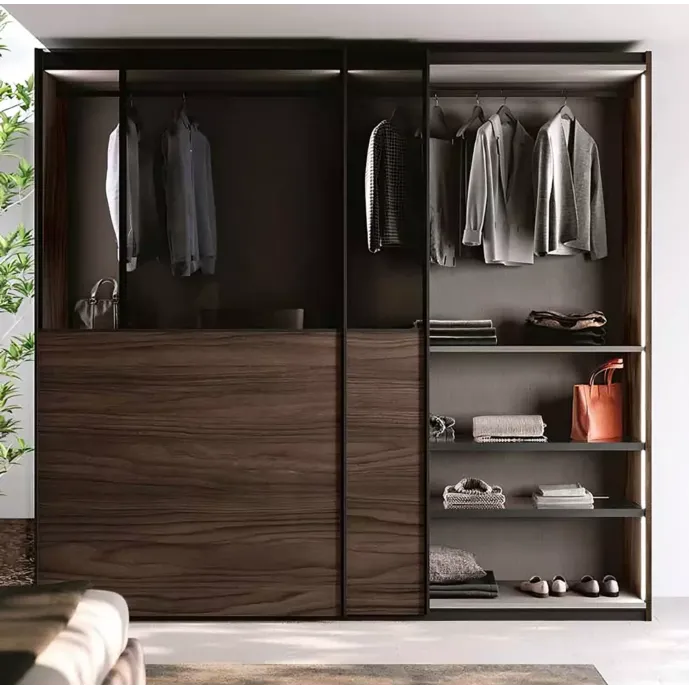 armadio scorrevole 2 ante con vetro fumè