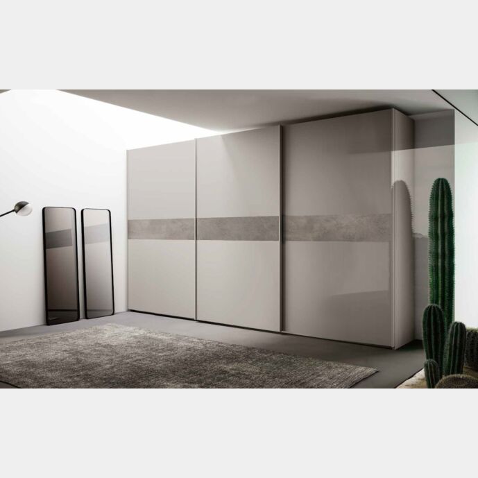 Armadio scorrevole a 3 ante Grigio seta e Ardesia Cemento Zenzero Shop