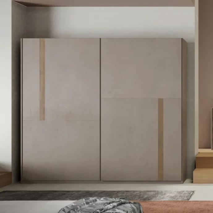 Armadio colore Mercure e Bronzo, 220x240h cm, a 2 ante scorrevoli Zenzero Shop