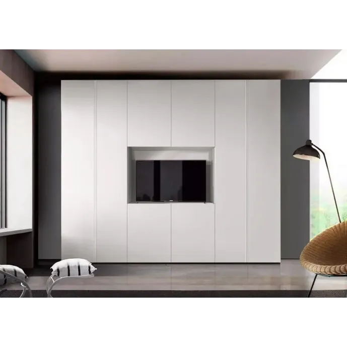 Armadio con vano tv H.234, Bianco opaco Zenzero Shop