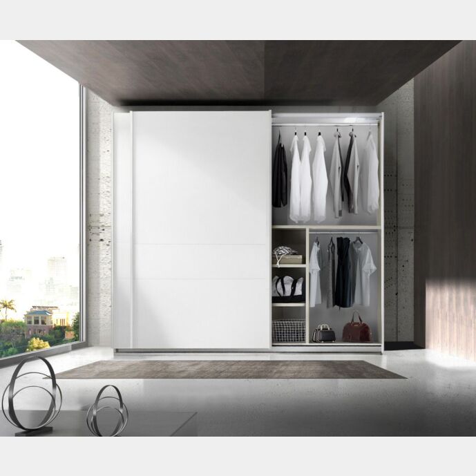 Armadio scorrevole scontato, bianco opaco, made in Italy Zenzero Shop