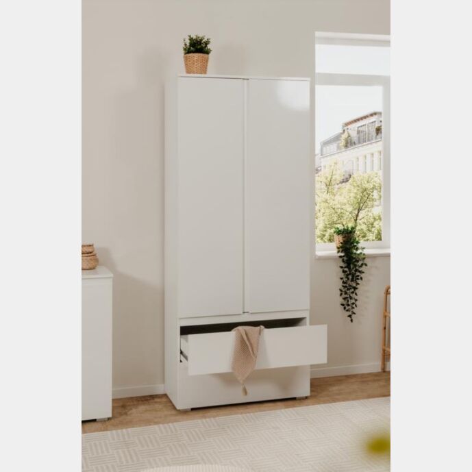 Armadio battente salvaspazio a 2 ante colore Bianco Lucido