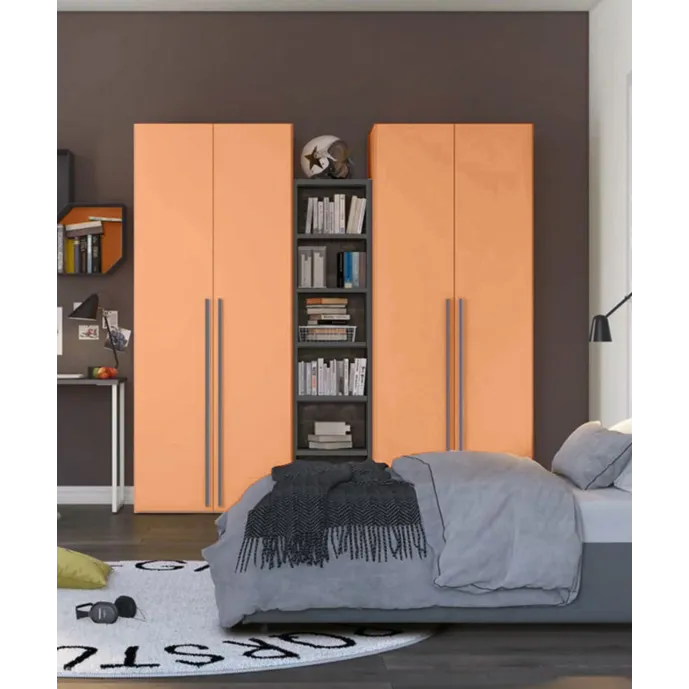 armadio con libreria papaya