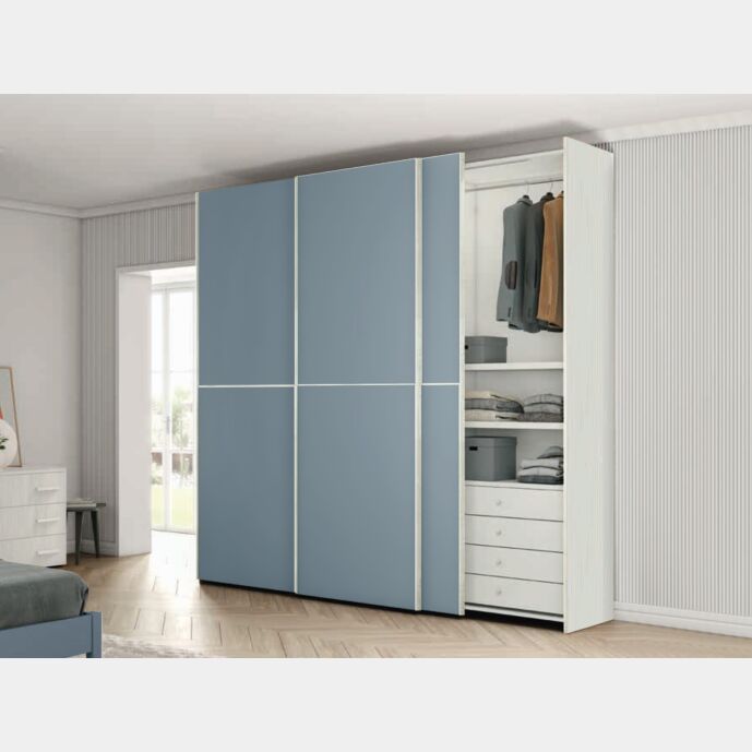 Armadio 3 ante scorrevole in finitura Cadaques e Rovere Bianco