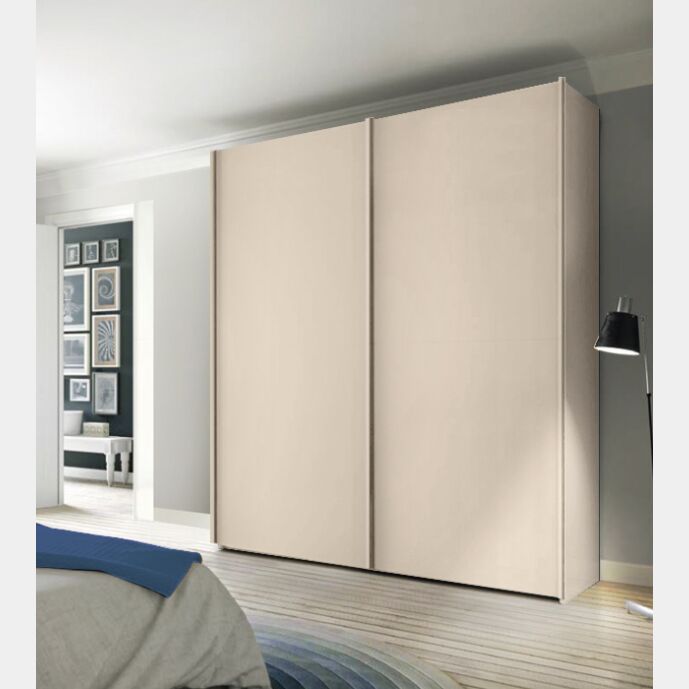 Armadio moderno per camere matrimoniali, 2 ante scorrevoli, finitura Orzo