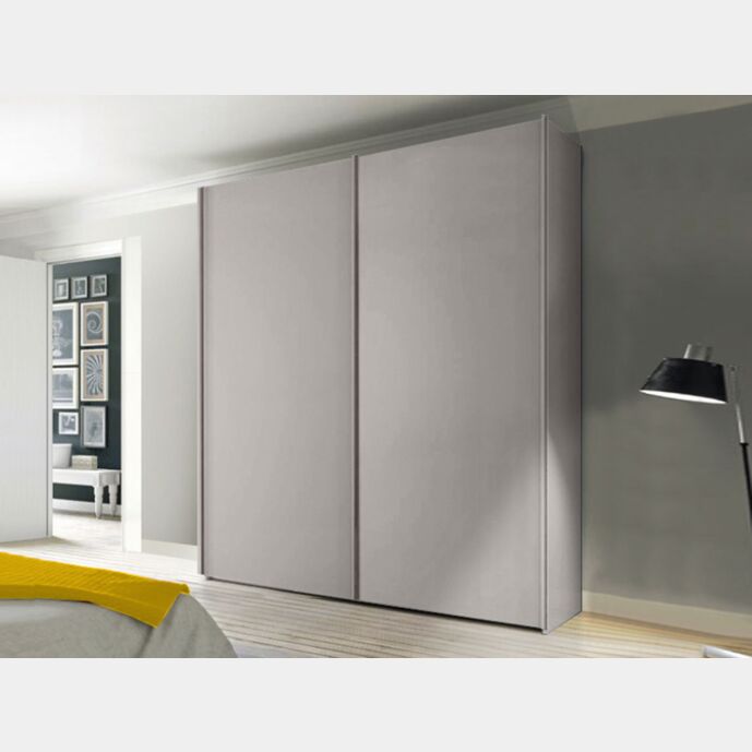 Armadio moderno per camere matrimoniali, 2 ante scorrevoli, finitura Grigio Seta