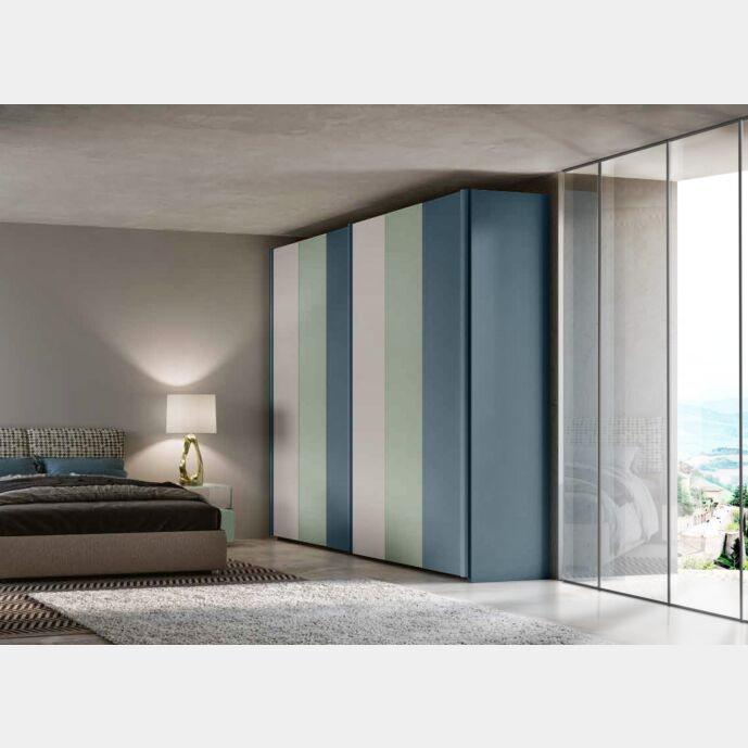 Armadio scorrevole Petrolio, Agave e Grigio seta a 2 ante Zenzero Shop