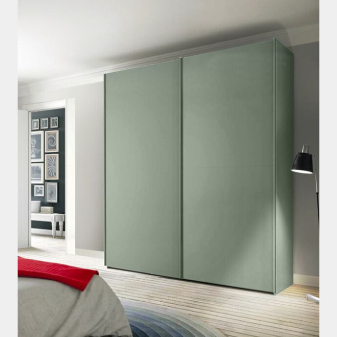 Armadio moderno per camere matrimoniali, 2 ante scorrevoli, finitura Agave Zenzero Shop