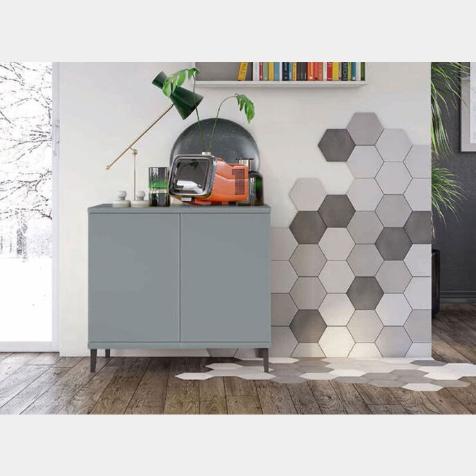 Madia moderna 2 ante con piedini in titanio, finitura Cadaques