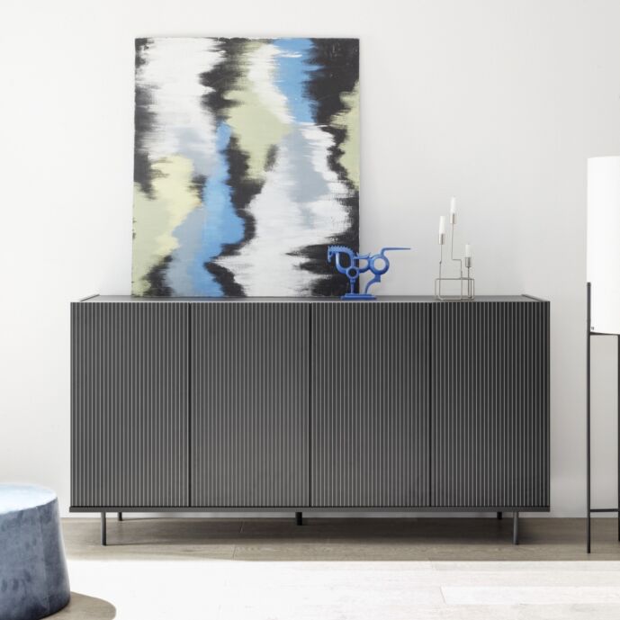 Madia moderna a 4 ante e piedini, color grigio gessato