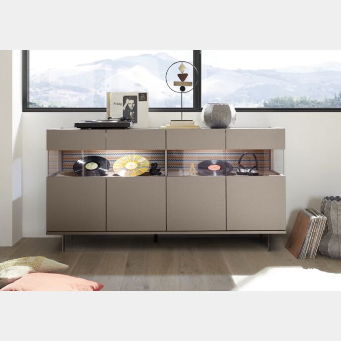 Madia 4 ante moderna in finitura bronzo con piedini di design