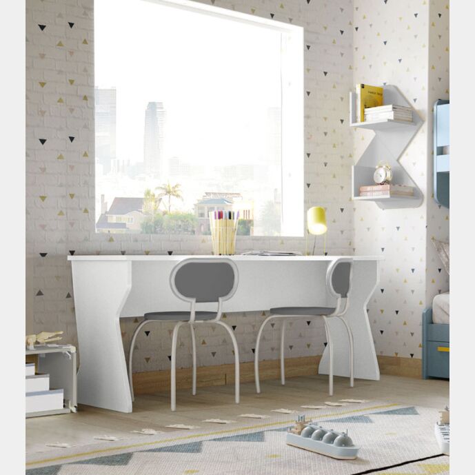 scrivania doppia postazione bianca