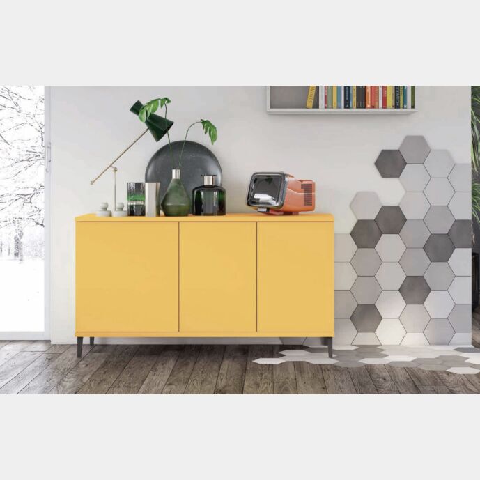 Madia moderna per soggiorno, Miele con piedini in titanio