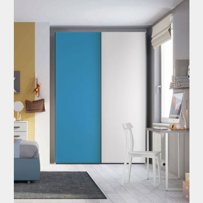 Armadio 2 ante scorrevoli H.225 L.178, finitura Cadaques e Bianco Opaco