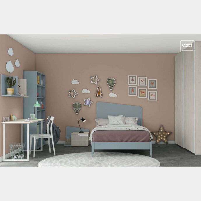 Cameretta moderna per ragazzi in finitura Cadaques e Noce brina