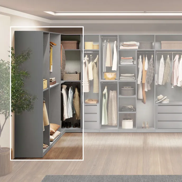 cabina angolare grigia